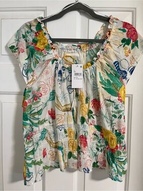 MOTHER Cinch Peasant Top - XL